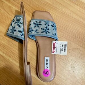 Steve Madden Kaiya Denim Floral Cutout Slide Sandals 8 1/2 8.5 NWT